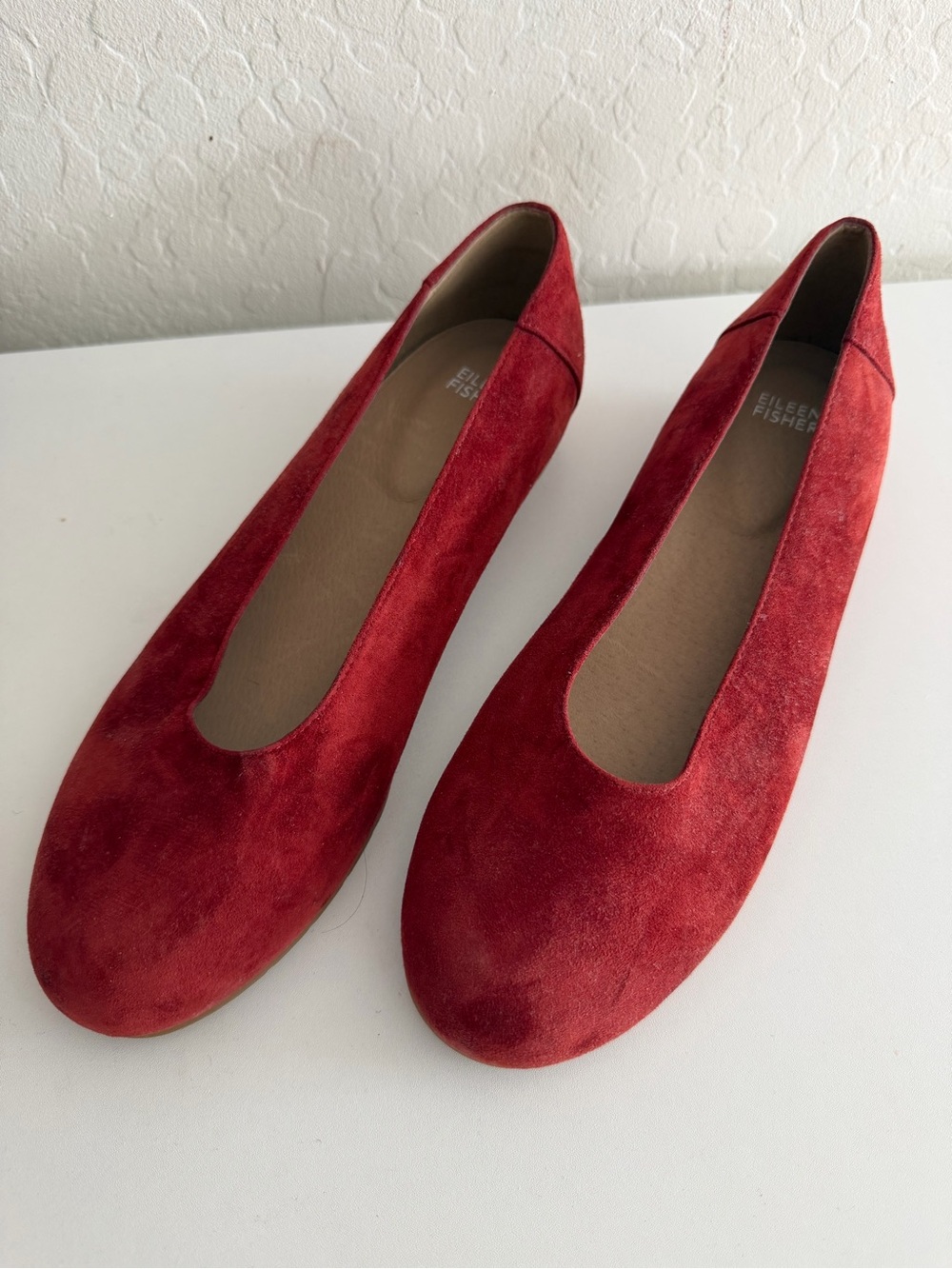 Eileen Fisher Red Suede Ballet Flats Shoes Size 10 NWOT